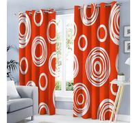 Cortinas Opacas Rojo anaranjado Para Dormitorio, 140 x 160 cm, Con Aislamiento TéRmico, Estilo geométrico dibujado a mano Círculo espiral blanco, Opacas, De Agradable CaíDa, Supersuaves,2 Paneles