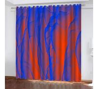 Cortinas Opacas Rojo y Azul, Cortinas Salon Modernas 2 Piezas 117x137 CM Ondas Abstractas Cortinas Termicas Aislantes Frio y Calor Blackout Curtains con Ojales Cortinas para Dormitorio/Comedor