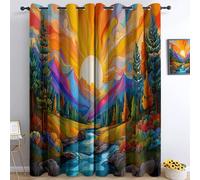 Cortinas Opacas Salon 2 Piezas 70An x 160Al cm Cortina Termicas Aislantes Frio y Calor, Dibujos Animados Cuentos Hadas Árboles Fantasía, Ventana Decoración para Hogar para Dormitorio Cocina Sala