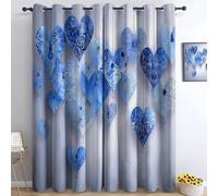 Cortinas Opacas Salon 2 Piezas 75An x 166Al cm Ojales Cortina Termicas Aislantes Frio y Calor, Dibujos Animados Corazón Amor Decoración Arte, Ventana Decoración para Hogar para Dormitorio Cocina Sala