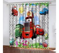 Cortinas Opacas Salón Impresión 3D Coche Rojo De Dibujos Animados En 3D - Cortinas Habitacion Infantil Decoración Para Dormitorio - Cortinas Termicas Aislantes Frio Y Calor 170 X 200 Cm 2 Piezas
