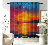 Cortinas Opacas Salon Modernas - Astratto Pittura A Olio Tramonto Termicas Aislantes Cortinas Corredizas con Ojales, Color Naranja 2 Piezas para Dormitorio Habitación de los Niños 117 An x 183 Al cm