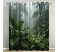Cortinas Opacas Selva Tropical Cortinas Térmicas Aislantes con Ojales 2 Piezas 3D Plantas Verdes Cortina Blackout para Dormitorio Infantil Ventanas Estándar 2X 132x215 cm C/315