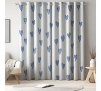 Cortinas Opacas Sin costuras Dibujos a mano Corazón Insonorizada Cortinas Que Oscurecen la Habitación Transpirable Juego De 2 Para Dormitorio Sin Arrugas Cortina para Salon de 200 x 260 CM Azul