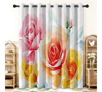 Cortinas Opacas Térmicas 140 x 245 cm Las Rosas De Planta Son Elegantes - Cortinas para Dormitorio o Salón, Anti-Luz y Antirruido, Aislantes para Verano e Invierno, 2 Piezas, Blanco