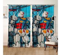 Cortinas Opacas Termicas 70x110cm(AnxAl) Cortinas Opacas con Argollas,3D Estampado Guerrero Robot Blanco,Aislantes Reduccion Ruido para SalóN NiñOs Dormitorio
