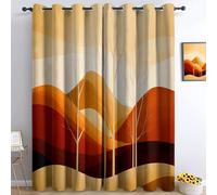 Cortinas Opacas Térmicas 91.5 x 214 cm Patrones Abstractos Montañas Colinas Y Árboles - Cortinas para Dormitorio o Salón, Anti-Luz y Antirruido, Aislantes para Verano e Invierno, 2 Piezas, Amarillo