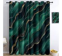 Cortinas Opacas Termicas Aislantes Frio y Calor de Casa Cortina 100% Blackout Las Líneas Y Texturas Abstractas Son Elegantes, Acustica con Ojales para Salon Dormitorio 2 Piezas, Verde, 140 x 245 cm