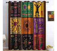 Cortinas Opacas Tradicional Tribu Patrón De Cuadros Vistoso, Cortinas con Ojales Aislamiento Térmico Que Protegen La Privacidad para El Dormitorio La Sala De Estar 140An x 260Al cm (2 Paneles)