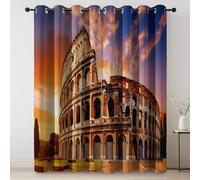 Cortinas Opacas Ventana con Ojales, Tradicional Edificios Coliseo Tema Cortina para Comedor 75 An x 166 Al cm (2 Paneles), Fuerte Suave Cortinas Corredizas Termica Aislante, Marrón