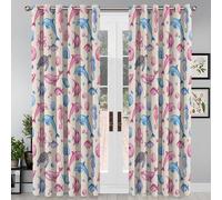 Cortinas Opacas Ventanas Salon Azul Pálido Delfín Caballito De Mar 2 Piezas 3D Patrón Animales Marinos Habitacion Infantil Decoración Para Dormitorio Termicas Aislantes Frio Y Calor 140 X 175 Cm