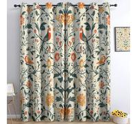 Cortinas Opacas William Morris Floral Pájaros Vistoso, Cortinas con Ojales Impresos Aislamiento Térmico Que Protegen La Privacidad para El Dormitorio La Sala De Estar 75An x 166Al cm (2 Paneles)