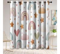 Cortinas opacas y térmicas de dibujos animados, diseño boheme, cortina opaca para habitación infantil, 140 x 260 cm (2 paneles)