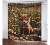 Cortinas Opacas Zorro, Cortinas Salon Modernas 2 Piezas 140x240 CM Animal Cortinas Termicas Aislantes Frio y Calor Blackout Curtains con Ojales Cortinas para Dormitorio/Comedor