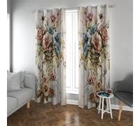 Cortinas oscurables Florales de Granja Vintage Tarros de Flores Chic con Estampado de poliéster Cortinas térmicas para Ventana oscuras para Habitaciones con Ojales 2 Paneles (W132xL183cm Cada uno)
