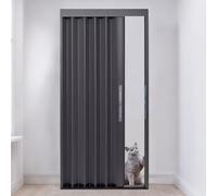 Cortinas Para Armarios, Cortinas Antipolvo Plegable ，Puerta Armonica De Aluminio Con Candado - Anchura 61~203cm, Altura 203cm, Puerta Deslizante Para Cocina, Oficina(Black,100.1x203.2)