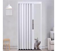 Cortinas Para Armarios, Cortinas Antipolvo Plegable ，Puerta Armonica De Aluminio Con Candado - Anchura 61~203cm, Altura 203cm, Puerta Deslizante Para Cocina, Oficina(White,100.1x203.2)