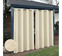 Cortinas para Exterior para Patio, Cortinas Impermeables y Resistentes a la Intemperie Opacas para Interiores y Exteriores con Ojales, 1 Panel, Beige Claro, An305cm xAl244cm