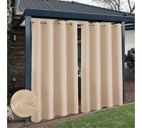 Cortinas para Exterior para Patio, Cortinas Impermeables y Resistentes a la Intemperie Opacas para Interiores y Exteriores con Ojales, 1 Panel, Beige Oscuro, An183cm xAl254cm