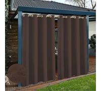 Cortinas para Exterior para Patio, Cortinas Impermeables y Resistentes a la Intemperie Opacas para Interiores y Exteriores con Ojales, 1 Panel, Marrón Oscuro, An275cm xAl264cm