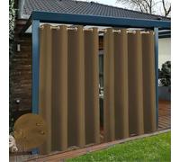 Cortinas para Exterior para Patio, Cortinas Impermeables y Resistentes a la Intemperie Opacas para Interiores y Exteriores con Ojales, 1 Panel, Marrón Claro, An305cm xAl264cm