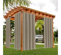 Cortinas para exteriores impermeables con ojales (parte superior e inferior), cortinas pesadas para cenador al aire libre, patio, porche, pérgola, jardín, patio trasero, marrón, 292 x 254 cm