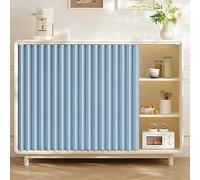 Cortinas plegables para estante de cocina, color azul cielo, con guías para armarios, baños, lavadoras y armarios, 90 cm de ancho x 50 cm de alto