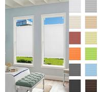 Cortinas Plisadas 70 x 100 cm Filtrado de Luz y Protección Visual Solar UV Persiana Plisada Personalizada con Soportes de Sujeción para Cocina Baño Oficina Dormitorio, Blanco