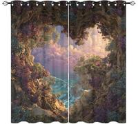 Cortinas Salon 2 Piezas 140An x 245Al cm, Agujeros de áRbol en Forma de CorazóN Cortinas Ojales Ventana Opacas Hogar Decor, Paisajes Naturales Cortina Termicas Aislantes para Infantil Dormitorio