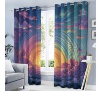 Cortinas Salon Amanecer De Arcoíris De Ensueño 2 Piezas Cortinas Opacas Termicas Aislantes Frio Y Calor Con Ojales 140Anx240Al Cm 3D Azul Paisaje De Mar De Nubes Opacas Para Ventanas Dormitorio