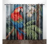 Cortinas Salon Azul Rojo Tropical Cortinas Termicas Aislantes Frio y Calor Lavable Poliéster con Ojales 2 Paneles Cortina Opaca Dormitorio Habitación Infantil 2x85x200 cm