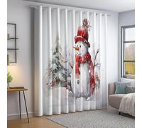 Cortinas Salon Blanco 2 Piezas Opacas Acuarela Fantasía Ilustraciones Mu?ecos de Nieve Estampadas 140An×280Al cm Cortinas Dormitorio Habitacion Infantil Juvenil Termicas Aislantes Frio Cortina
