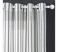 Cortinas Salon, Cortinas translucidas salón Poliéster,Visillos Blancos 1 Piezas Cortinas de Lino Cortinas Salon Translucidas - 220x270 CM para Salon/Dormitorio/Comedor, Rayas Negras Largas