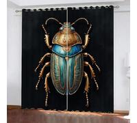 Cortinas Salon Dormitorio Insecto crustáceo Fondo Negro 3D Estampadas, Cortinas Ventana Opacas Termicas Aislantes Frio y Calor 2 Piezas con Ojales, Reduccion Ruido 264 x 214 cm