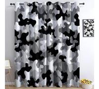 Cortinas Salón Grande Opacas 2 Piezas 3D Camuflaje Cortinas Térmicas Aislantes con Ojales Tema Militar Cortina Blackout Dormitorio Ventana de Suelo a Techo 2X 140x260 cm A/1001