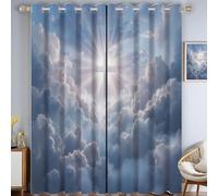 Cortinas Salon Luz Solar Sagrada Cruz 2 Piezas Cortinas Opacas Termicas Aislantes Frio Y Calor Con Ojales 140Anx260Al Cm 3D Azul Cielo Fantástico Mar De Nubes Opacas Para Ventanas Dormitorio