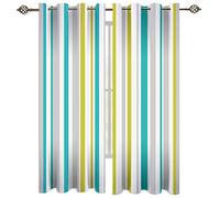 Cortinas Salon Modernas 2 Piezas Opacas Rayas Verticales Azules, Verdes, Grises Y Blancas Estampadas 280X260Cm Cortinas Termicas Aislantes Frio Y Calor Dormitorio Juvenil Infantil Habitacion Con Oj