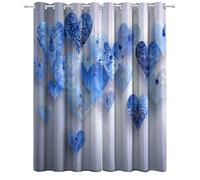 Cortinas Salon Modernas Opacas patrón Elegante Romántico Geométrico Amor con Ojales, Crema Azul Suave Blackout Curtain para Habitación de los niños 214An x 214Al cm (2 Paneles)