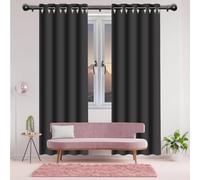 Cortinas Salon Moderno 186 x 185 cm Anti Luz Cortina Aislantes Frio y Calor Visillos Cortos para Ventanas para Ventanas Dormitorio, Gris Oscuro