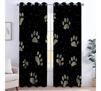 Cortinas Salon Moderno Aislantes Frío Calor Cortina Dormitorio, 2 Paneles 140An x 245Al cm, con Ojales De Barra para Negro Suave, Clásico, Elegante Dibujos Animados Lindo Pata Perro Minimalista