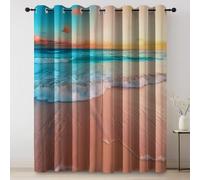 Cortinas Salon Opacas 2 Piezas 91An×160Al cm, Estampadas Primer Plano Playa Olas Amanecer - Dormitorio Habitacion Infantil Juvenil Termicas Aislantes Frio Cortinas, con Ojales, Vistoso