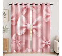 Cortinas Salon Opacas 2 Piezas Modernas 140An x 245Al cm 3D RomáNtico Lazo Cortinas Privacidad Blackout Termicas Aislantes con Ojales Rosa Visillos para Cocina Dormitorio Juvenil