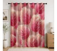 Cortinas Salon Opacas 2 Piezas Modernas 140An x 245Al cm Romance Plantas Primer Plano Cortinas Privacidad Blackout Termicas Aislantes con Ojales Rosa Visillos para Cocina Dormitorio Juvenil