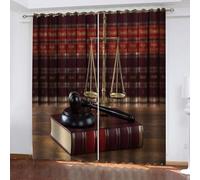 Cortinas Salón Opacas Biblioteca Cortinas Térmicas Aislantes con Ojales 2 Piezas 3D Libros Antiguos Cortina Blackout para Dormitorio Ventanas 2X 140x240 cm A/4751