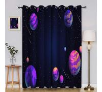 Cortinas Salon Planeta Cortina Ventana Meteorito Cortinas Termicas Aislantes Frio y Calor con Ojales Cortina Opaca Infantil 2 Piezas x 140 x 260cm(An x Al) YI3101