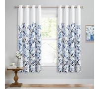 Cortinas Salon Ramas, 140 An X 225 Al Cm(2 Piezas) Cortinas Dormitorio Opacas Azul y Blanco Ventana Cortina Termica Aislante Frio Y Calor, con Ojales