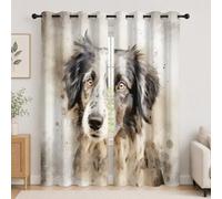 Cortinas Termica Dormitorio con Ojales 2 Piezas 140An x 175Al cm, Realista Animal Perro Primer Plano Blackout Cortinas Salon Opacas Gris Visillos Acusticas Privacidad Suave
