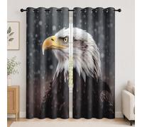 Cortinas Termica Dormitorio con Ojales 2 Piezas 91.5An x 214Al cm, Animal áGuila Calva Primer Plano Blackout Cortinas Salon Opacas Gris Visillos Acusticas Privacidad Suave
