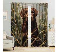 Cortinas Térmicas 3D Animal Labrador Retriever Opacas, Aislantes para Dormitorio Juvenil, Salón y Habitación Infantil 2 Paneles Modernas 140An x 175Al cm