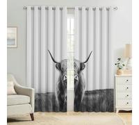 Cortinas Térmicas 3D Animales Alto Bajo Ganado Pastizales Opacas, Aislantes para Dormitorio Juvenil, Salón y Habitación Infantil 2 Paneles Modernas 140An x 245Al cm